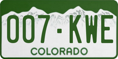 CO license plate 007KWE