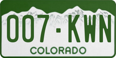 CO license plate 007KWN