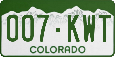 CO license plate 007KWT