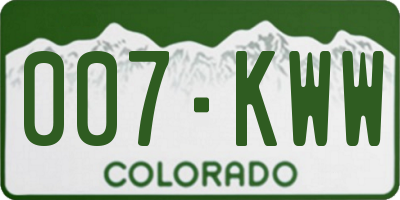 CO license plate 007KWW