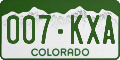 CO license plate 007KXA