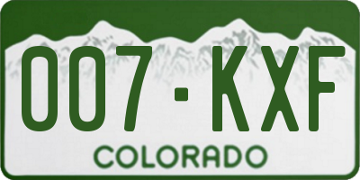 CO license plate 007KXF