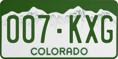 CO license plate 007KXG