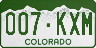 CO license plate 007KXM