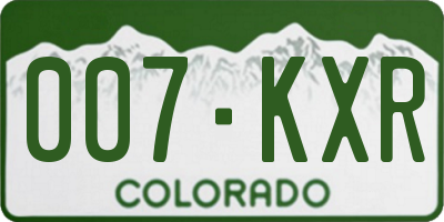 CO license plate 007KXR