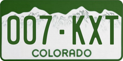 CO license plate 007KXT