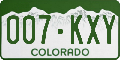 CO license plate 007KXY