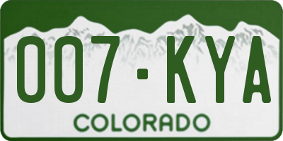 CO license plate 007KYA