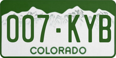 CO license plate 007KYB