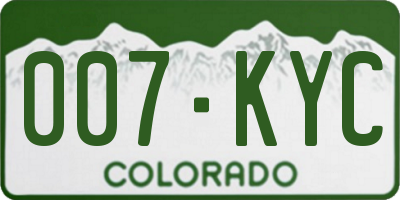 CO license plate 007KYC