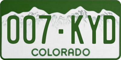 CO license plate 007KYD