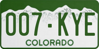 CO license plate 007KYE