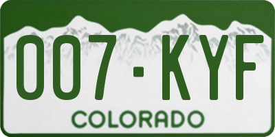 CO license plate 007KYF