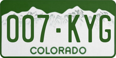 CO license plate 007KYG