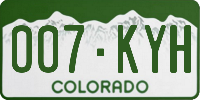 CO license plate 007KYH