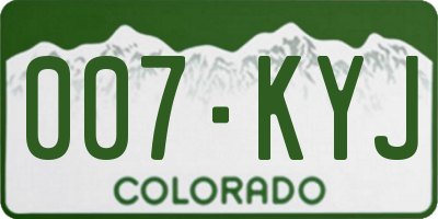 CO license plate 007KYJ