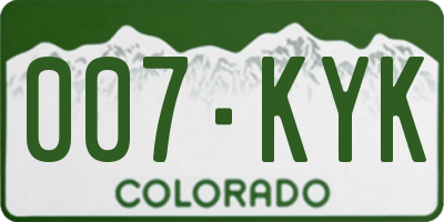 CO license plate 007KYK