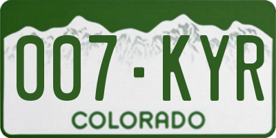 CO license plate 007KYR