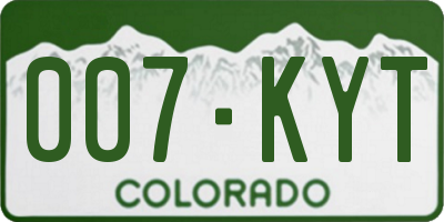 CO license plate 007KYT