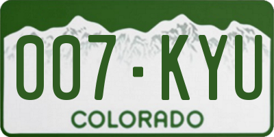 CO license plate 007KYU