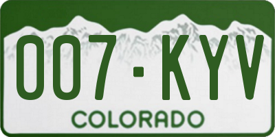CO license plate 007KYV