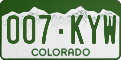 CO license plate 007KYW