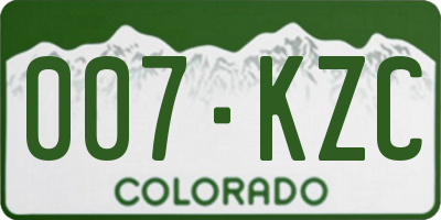 CO license plate 007KZC