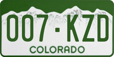 CO license plate 007KZD