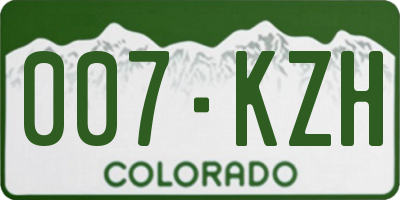 CO license plate 007KZH