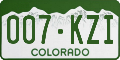 CO license plate 007KZI