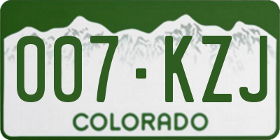 CO license plate 007KZJ