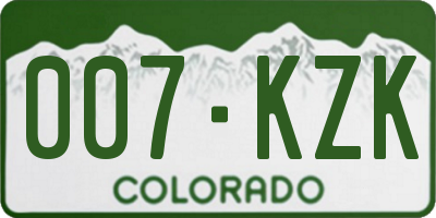 CO license plate 007KZK