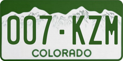 CO license plate 007KZM