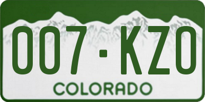 CO license plate 007KZO