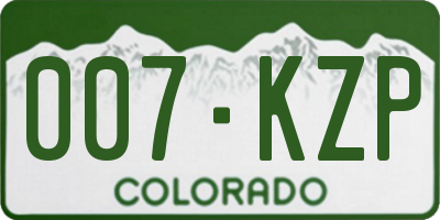 CO license plate 007KZP