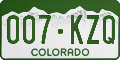 CO license plate 007KZQ