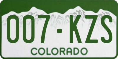 CO license plate 007KZS