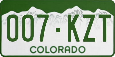 CO license plate 007KZT