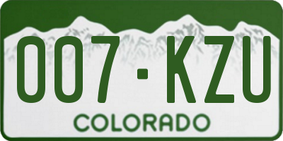 CO license plate 007KZU