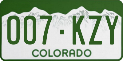 CO license plate 007KZY