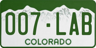 CO license plate 007LAB