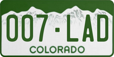CO license plate 007LAD