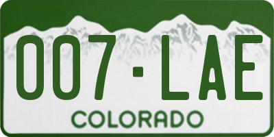 CO license plate 007LAE