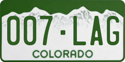 CO license plate 007LAG