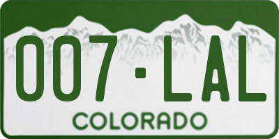 CO license plate 007LAL