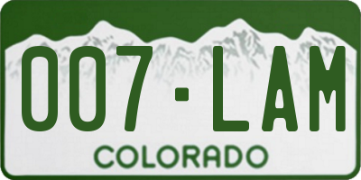 CO license plate 007LAM