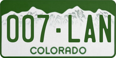 CO license plate 007LAN