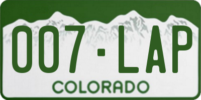 CO license plate 007LAP