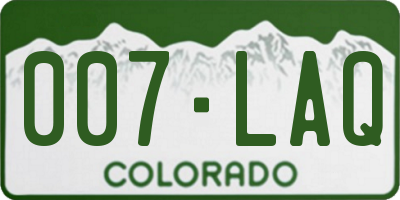 CO license plate 007LAQ