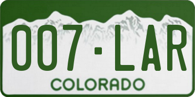 CO license plate 007LAR